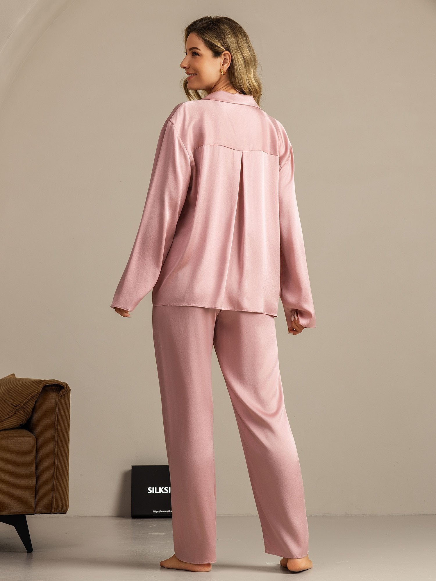 [Perzikhuid] SilkSilky-NL 19Momme Zijde Inkeping Dames Pyjama Set 002