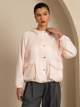 [Roze] SilkSilky-NL Lange Mouw Hoge Hals Dames Bovenkleding 003