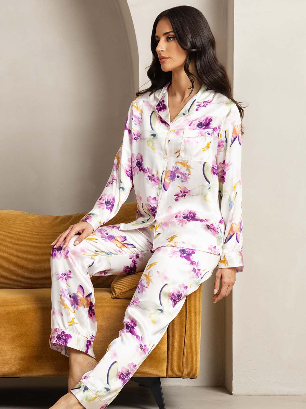 [Aquarelbloemen] SilkSilky-NL Womens Pajamas 005