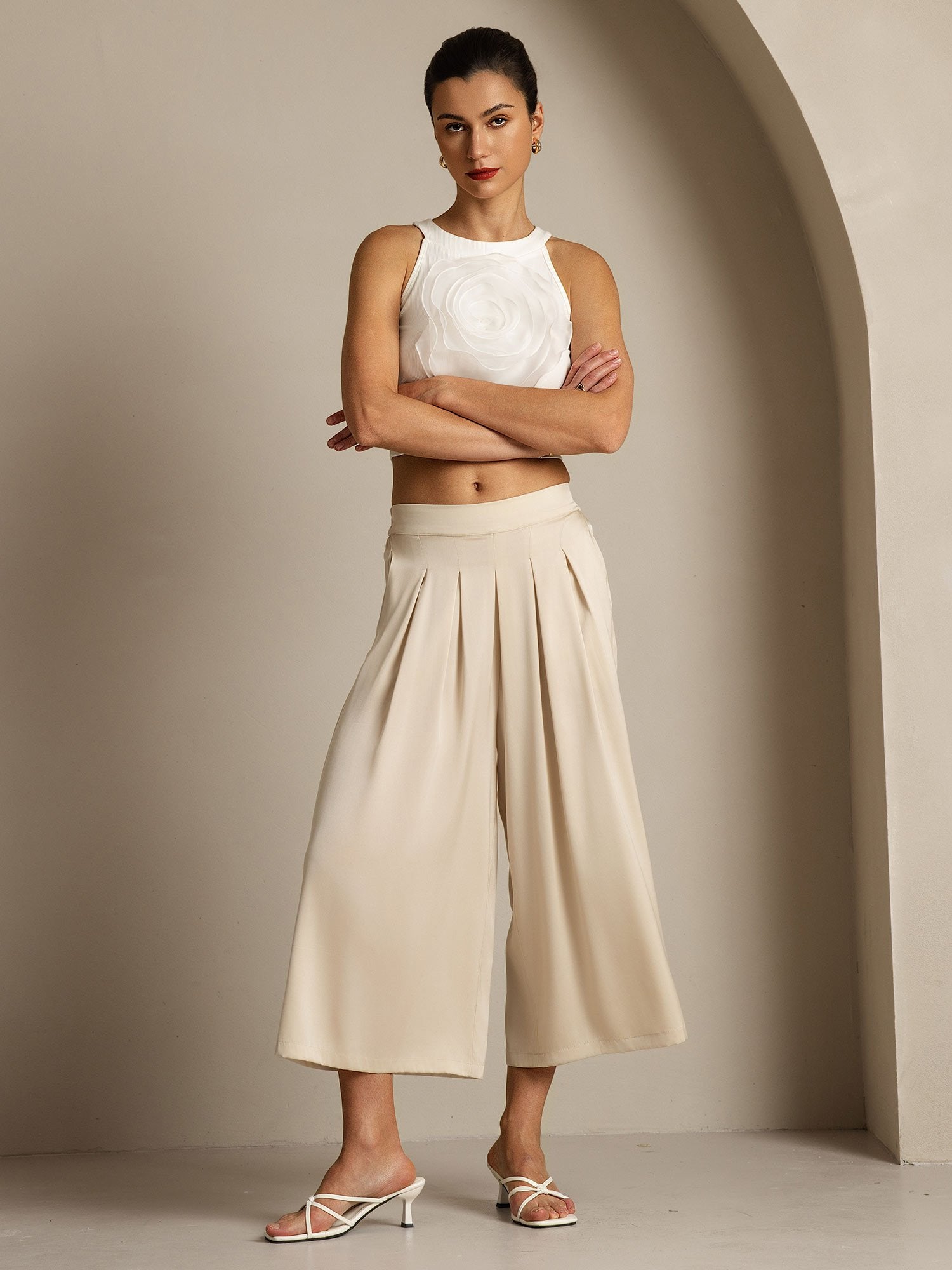 [Beige] SilkSilky-NL 19Momme Zijde Womens Pants 008