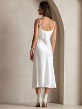 [Wit] SilkSilky-NL Spaghetti Strap V Neck Jurk 002