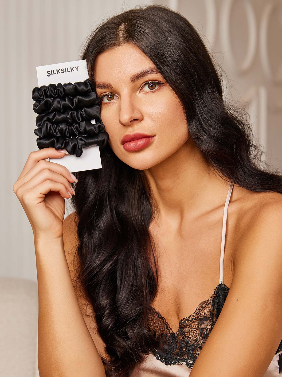 [Zwart] SilkSilky-NL 19Momme Scrunchie 001