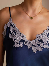 [Donkerblauw] SilkSilky-NL Spaghetti Strap V Neck Cami-Top 005