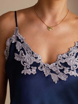 [Donkerblauw] SilkSilky-NL Spaghetti Strap V Neck Cami-Top 005