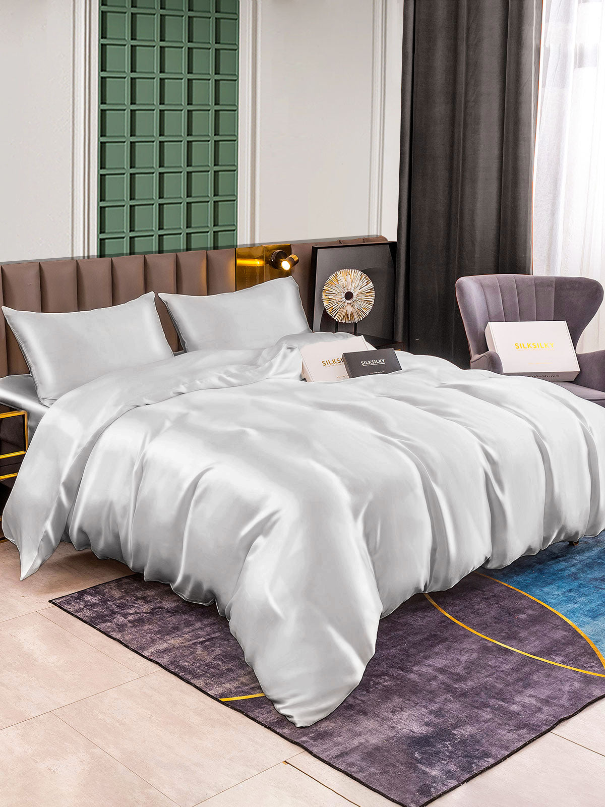 SilkSilky NL 25Momme Pure Silk Bedding Set Zilver 004