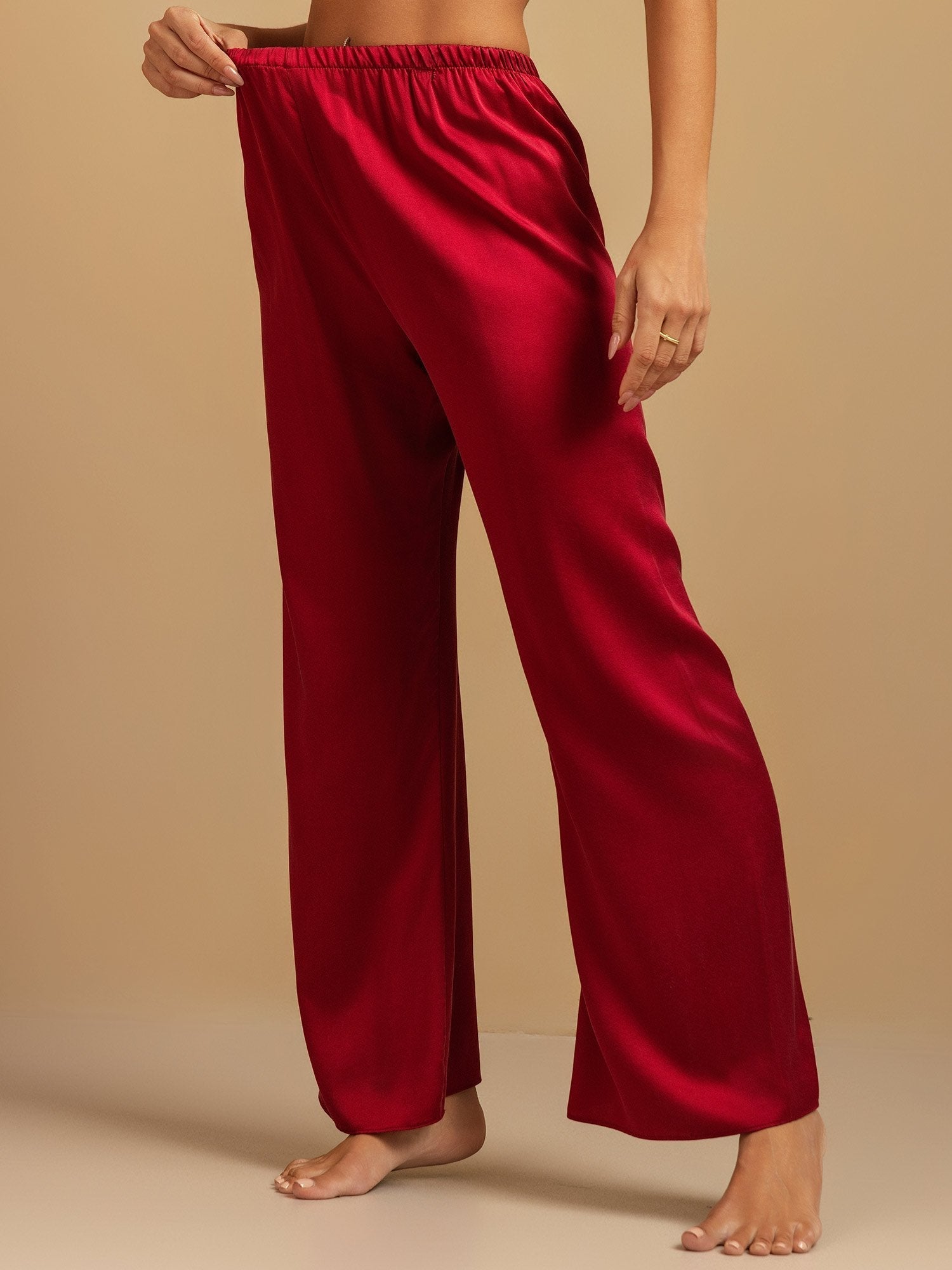 [Wijn] SilkSilky-NL 19Momme Zijde Womens Sleep Bottoms 001,