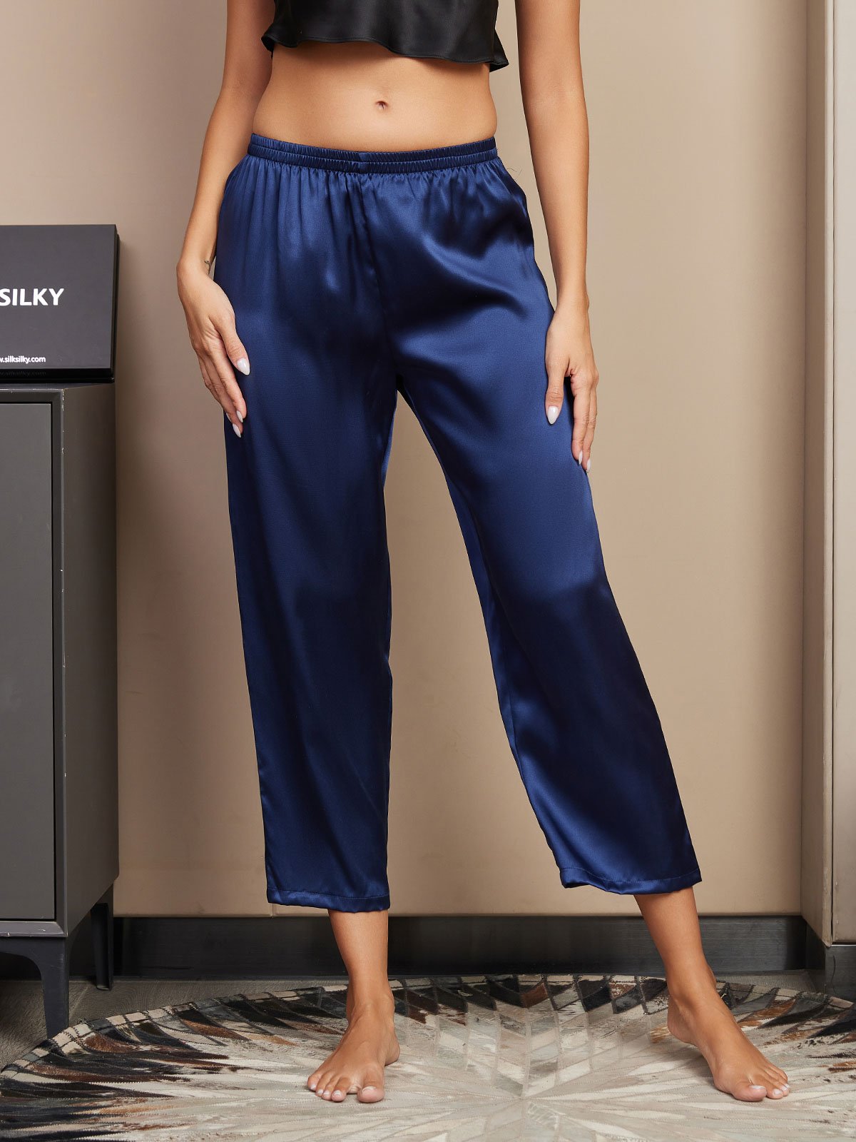[Donkerblauw] SilkSilky-NL Womens Sleep Bottoms 003