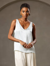 [Lichtblauw] SilkSilky-NL Sleeveless V Neck Cami-Top 006