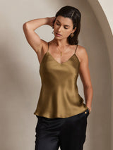 [Koffie] SilkSilky-NL Spaghetti Strap V Neck Cami-Top 001