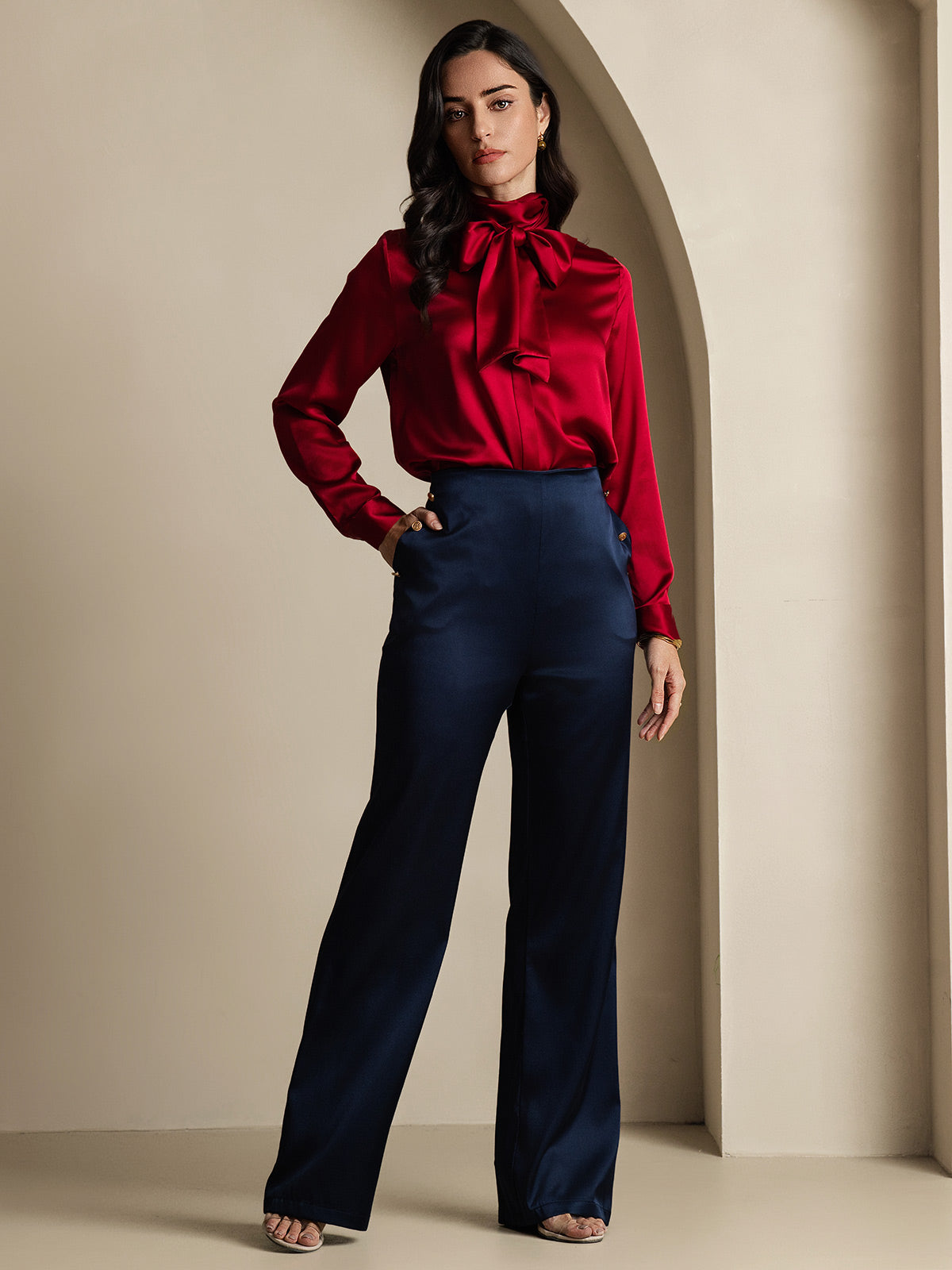 [Donkerblauw] SilkSilky-NL 19Momme Zijde Womens Pants 001