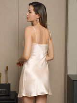 [Lichtgeel] SilkSilky-NL Pure Silk Halve Mouw Nightgown&Robe Set 006