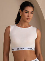[Wit] SilkSilky-NL Sleeveless Crew Neck Cami-Top 001