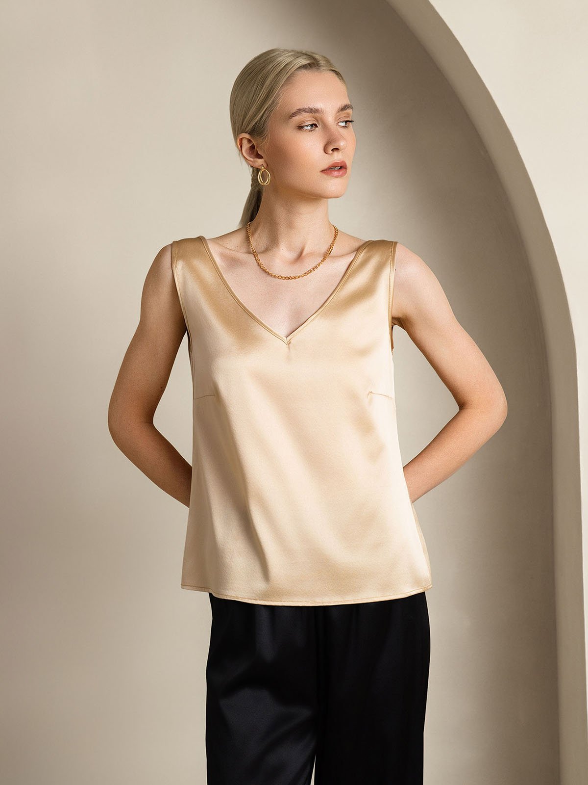 [Champagne] SilkSilky-NL 19Momme Zijde Camisoles 003