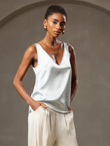 [Lichtblauw] SilkSilky-NL Sleeveless V Neck Cami-Top 005
