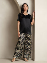 [Multi] SilkSilky-NL Pure Silk Korte Mouw Ronde Hals Dames Pyjama Set 006