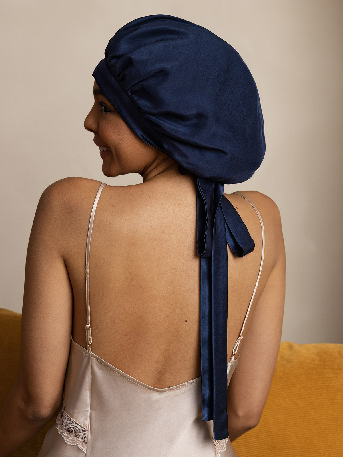 [Donkerblauw] SilkSilky-NL Sleep Cap 001