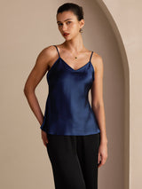 [Donkerblauw] SilkSilky-NL Spaghetti Strap V Neck Cami-Top 001