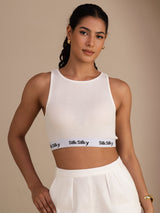 [Wit] SilkSilky-NL Sleeveless Crew Neck Cami-Top 001