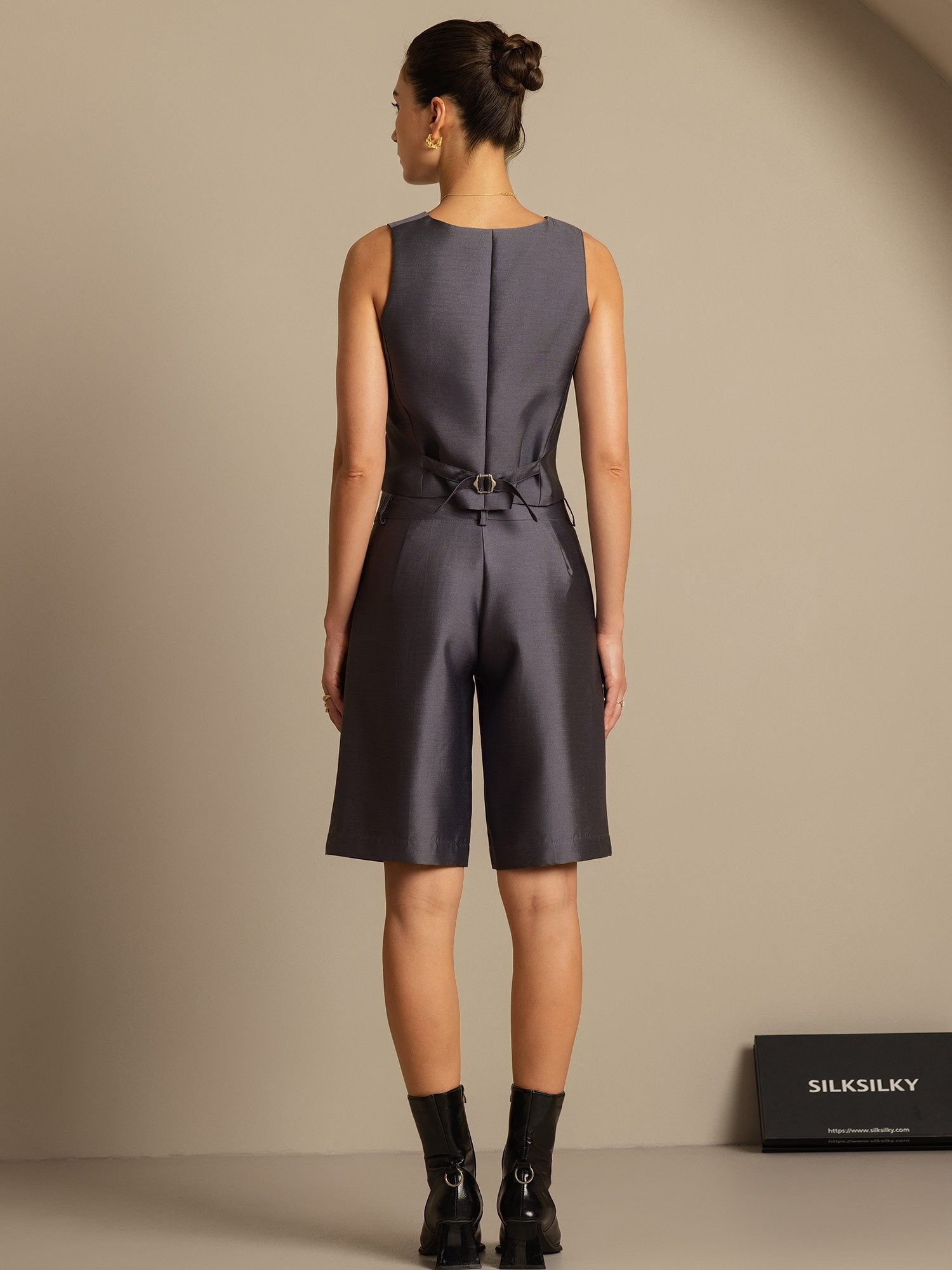 [Grijs] SilkSilky-NL 32Momme Silk-Wool Blend Womens Vest 002