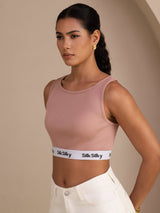 [Roze] SilkSilky-NL Sleeveless Crew Neck Cami-Top 005