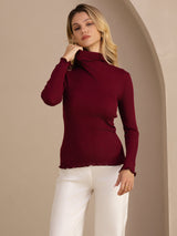 [Wijn] SilkSilky-NL Long Sleeve Turtle Neck Dames T-Shirt 004