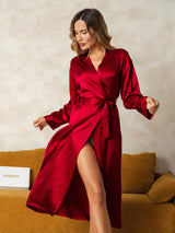 [Wijn] SilkSilky-NL Long Sleeve Dames Kamerjas 001