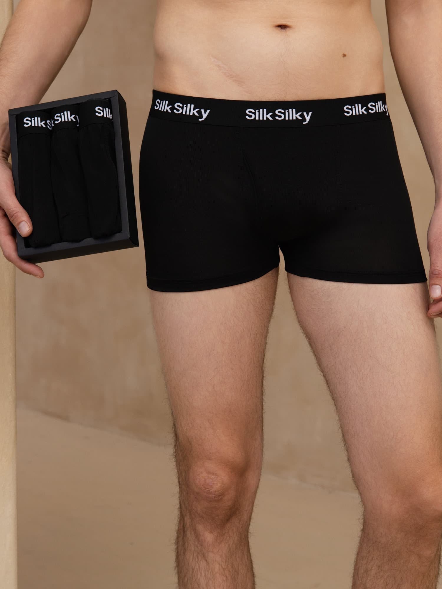 [Zwart] SilkSilky-NL 100% Silk Jersey Heren Ondergoed 001