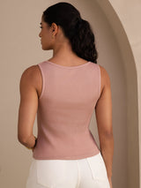 [Roze] SilkSilky-NL Sleeveless Round Neck Cami-Top 002