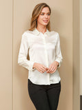 SilkSilky-NL Zijde Lange Mouw Kraag Dames Blouse Wit 003