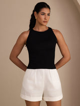 [Zwart] SilkSilky-NL Sleeveless Round Neck Cami-Top 001