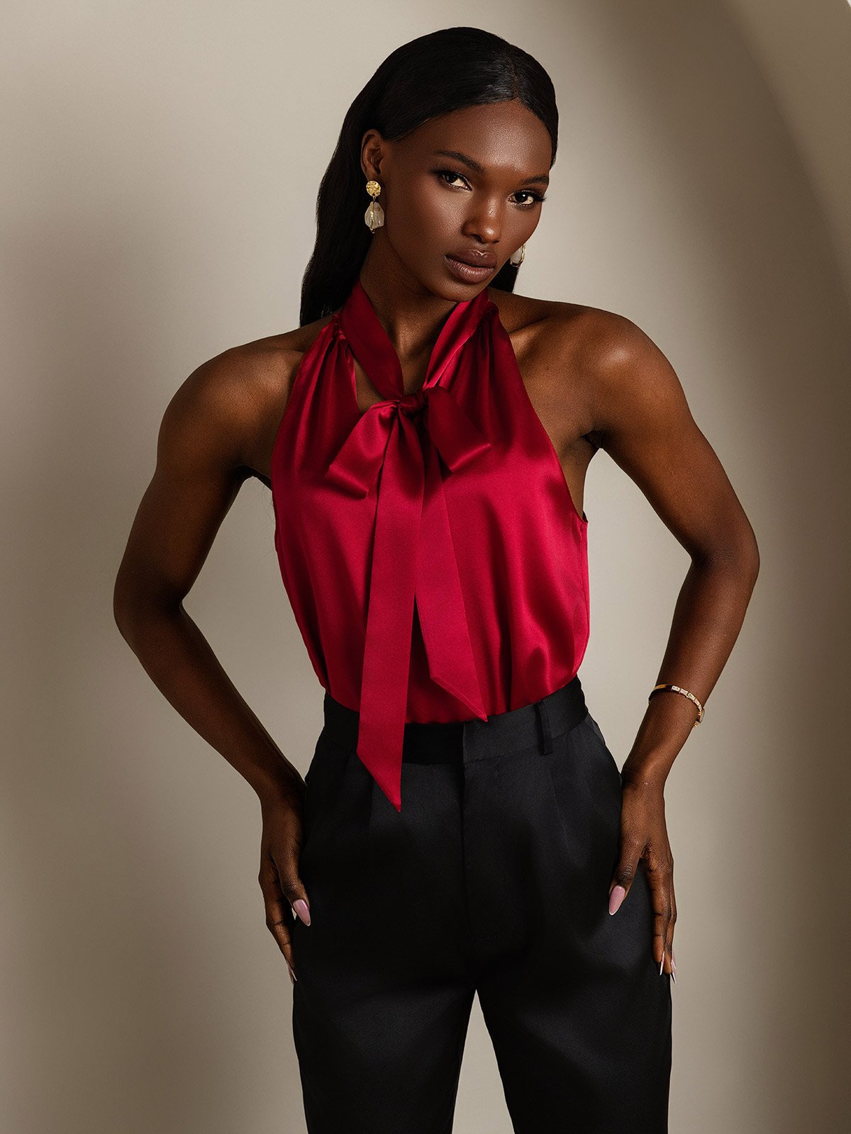 [Wijn] SilkSilky-NL 19Momme Zijde Womens Shirt 004