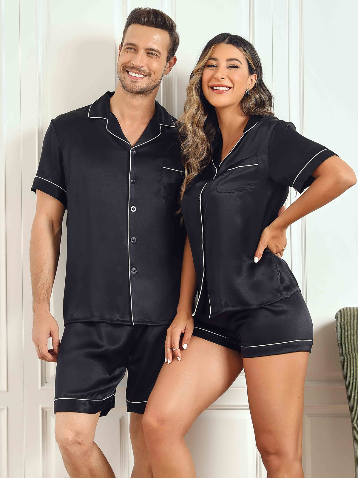 SilkSilky NL Pure Silk Korte Mouw Couple Zwart 001