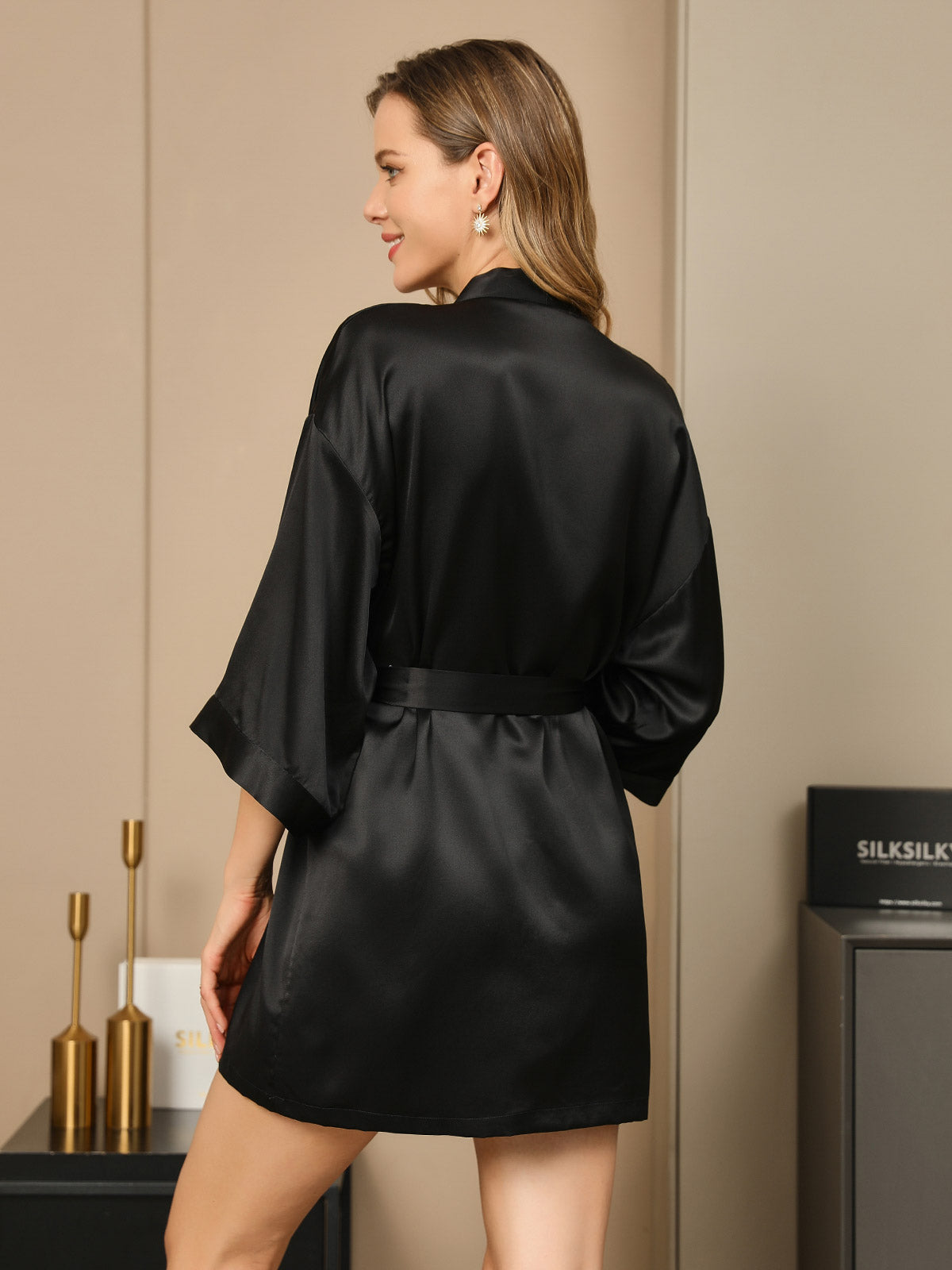 [Zwart] SilkSilky-NL Womens Robe 002