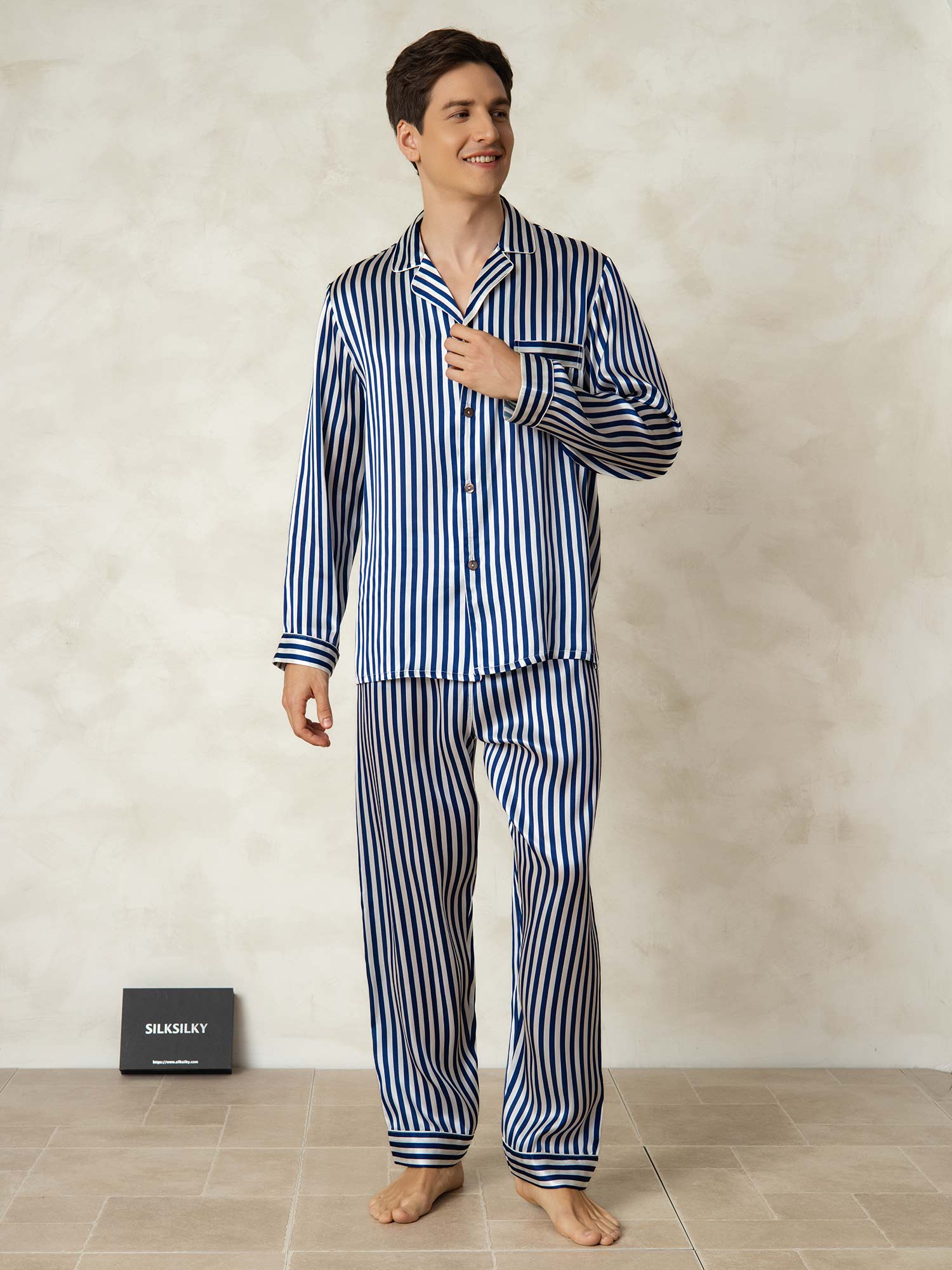 [Marine Streep] SilkSilky-NL 19Momme Mens Pajamas 003