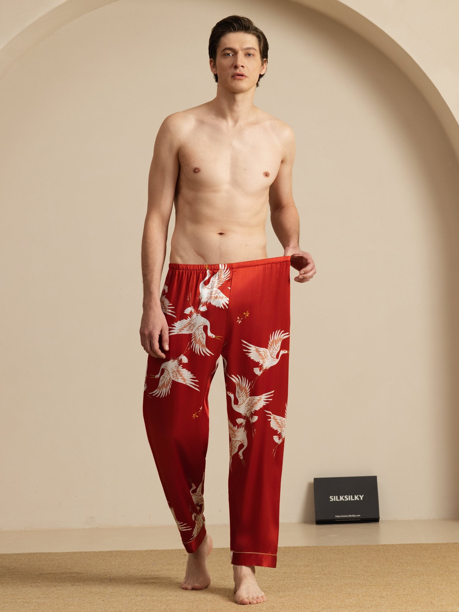 [Wijn] SilkSilky-NL 19Momme Mens Sleep Bottoms 006