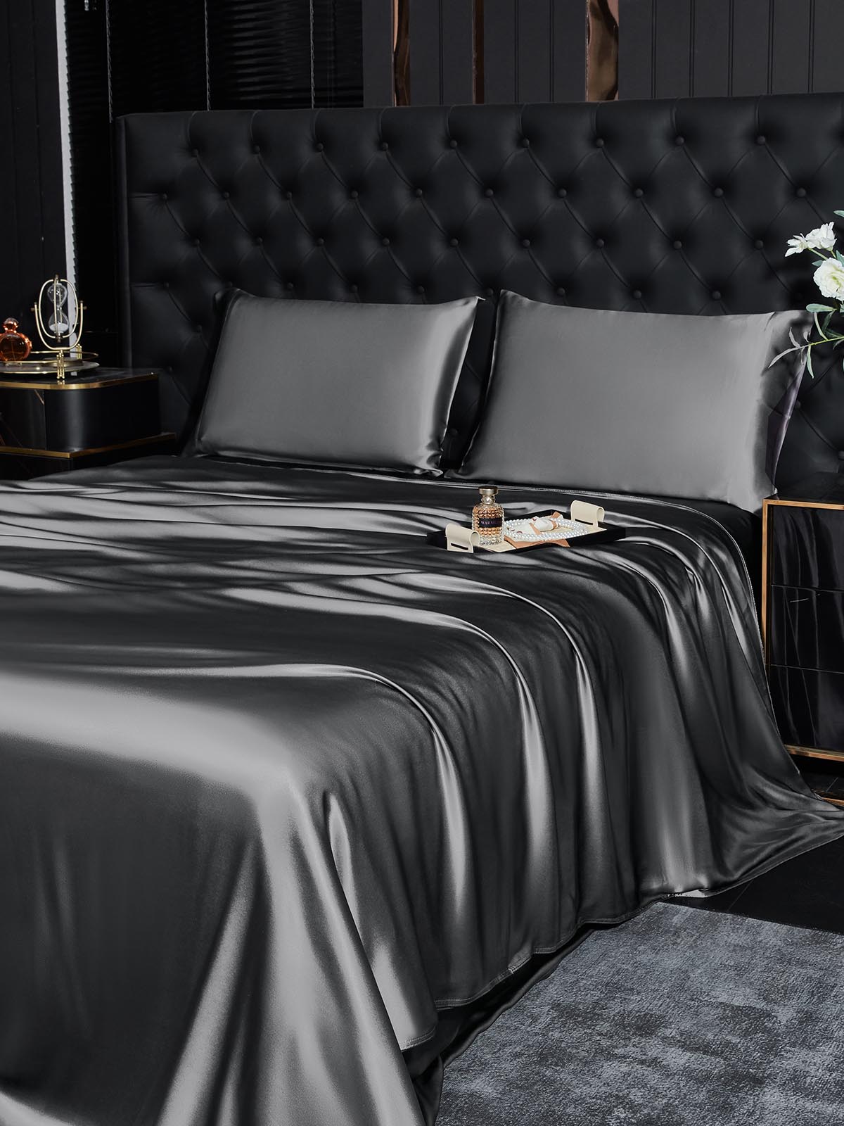 [Donkergrijs] SilkSilky-NL 19Momme Bedding Set 003
