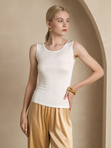 [Wit] SilkSilky-NL Mouwloos Ronde Hals Dames T-Shirt 004