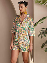 [Zandkrokodil] SilkSilky-NL Short Sleeve Notch Collar Dames Pyjama Set 004