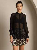 [Zwart] SilkSilky-NL Zijde Womens Shirt 001