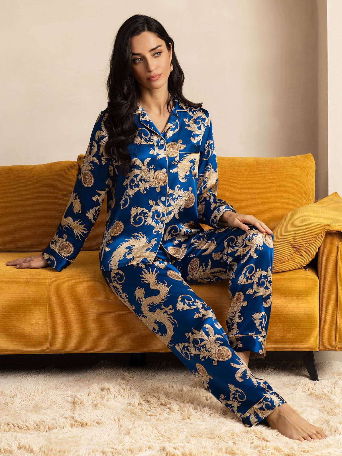 [Navy Draak] SilkSilky-NL Womens Pajamas 008