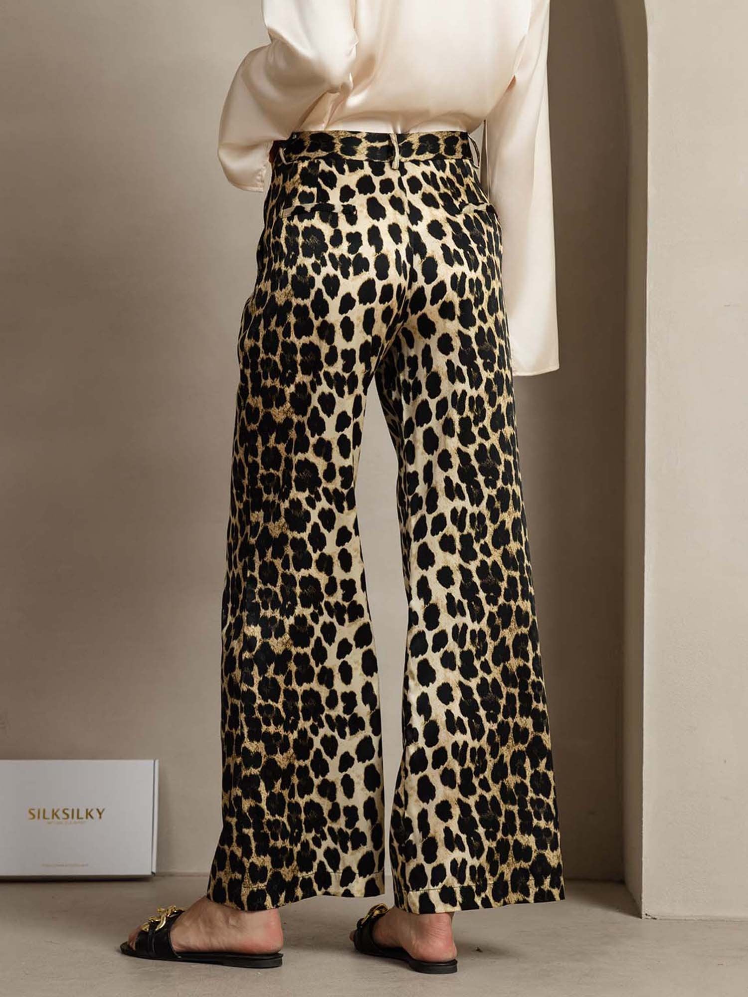[Leopard] SilkSilky-NL 19Momme Zijde Womens Pants 002