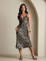 [Leopard] SilkSilky-NL Pure Silk Mouwloos Ronde Hals Nachthemd 011