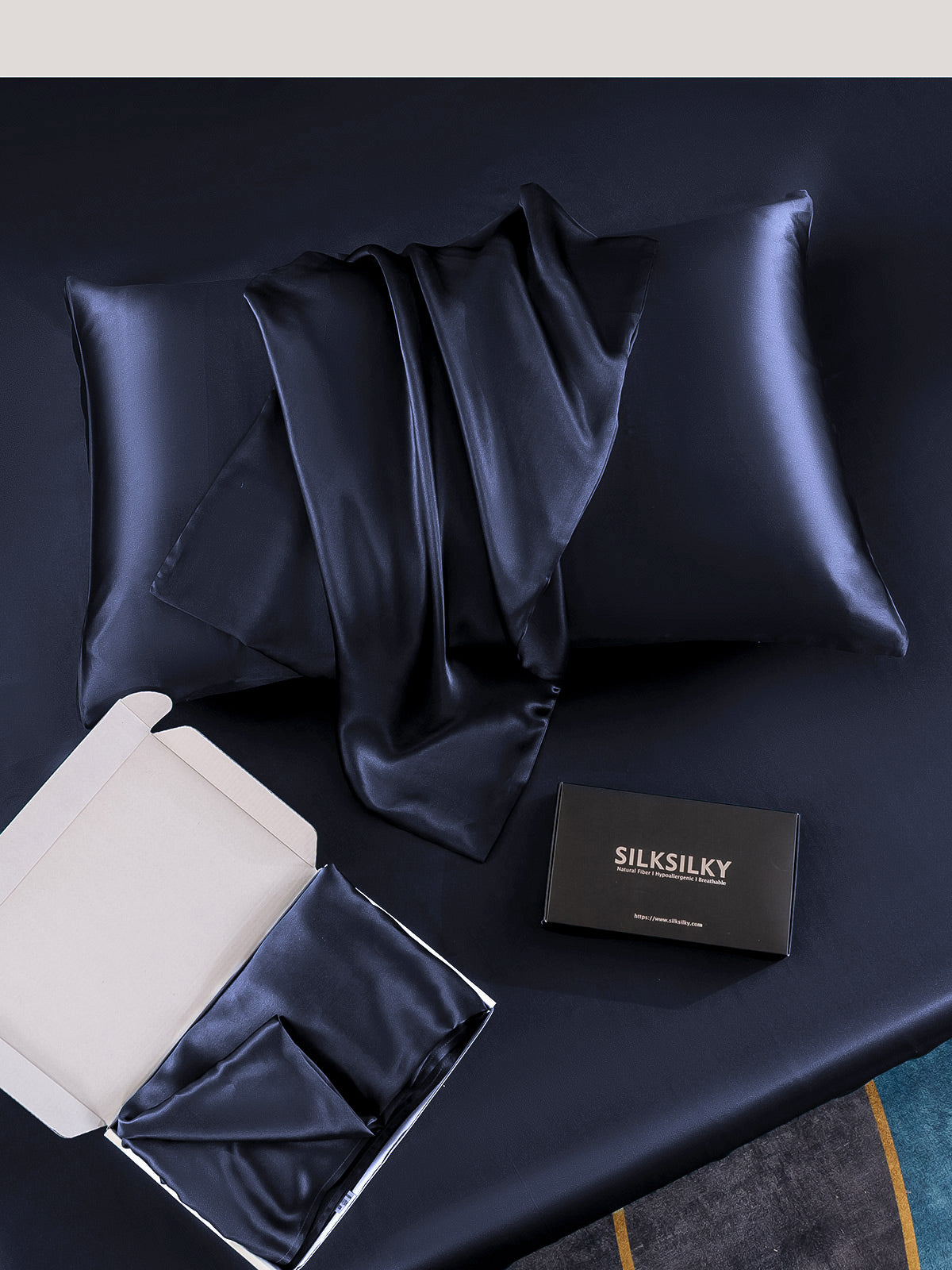 [Donkerblauw] SilkSilky-NL 19Momme Pillowcase 007