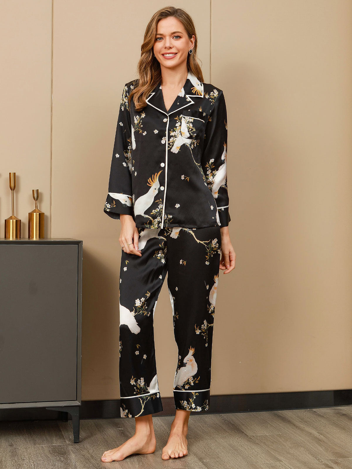 [Zwart] SilkSilky-NL Womens Pajamas 004
