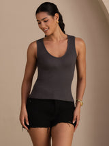 [Grijs] SilkSilky-NL Sleeveless Deep V Neck Cami-Top 001