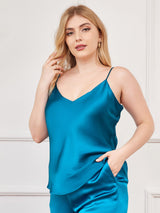 [Koningsblauw] SilkSilky-NL Spaghetti Bandjes V Hals Grote maten Cami-Top 002