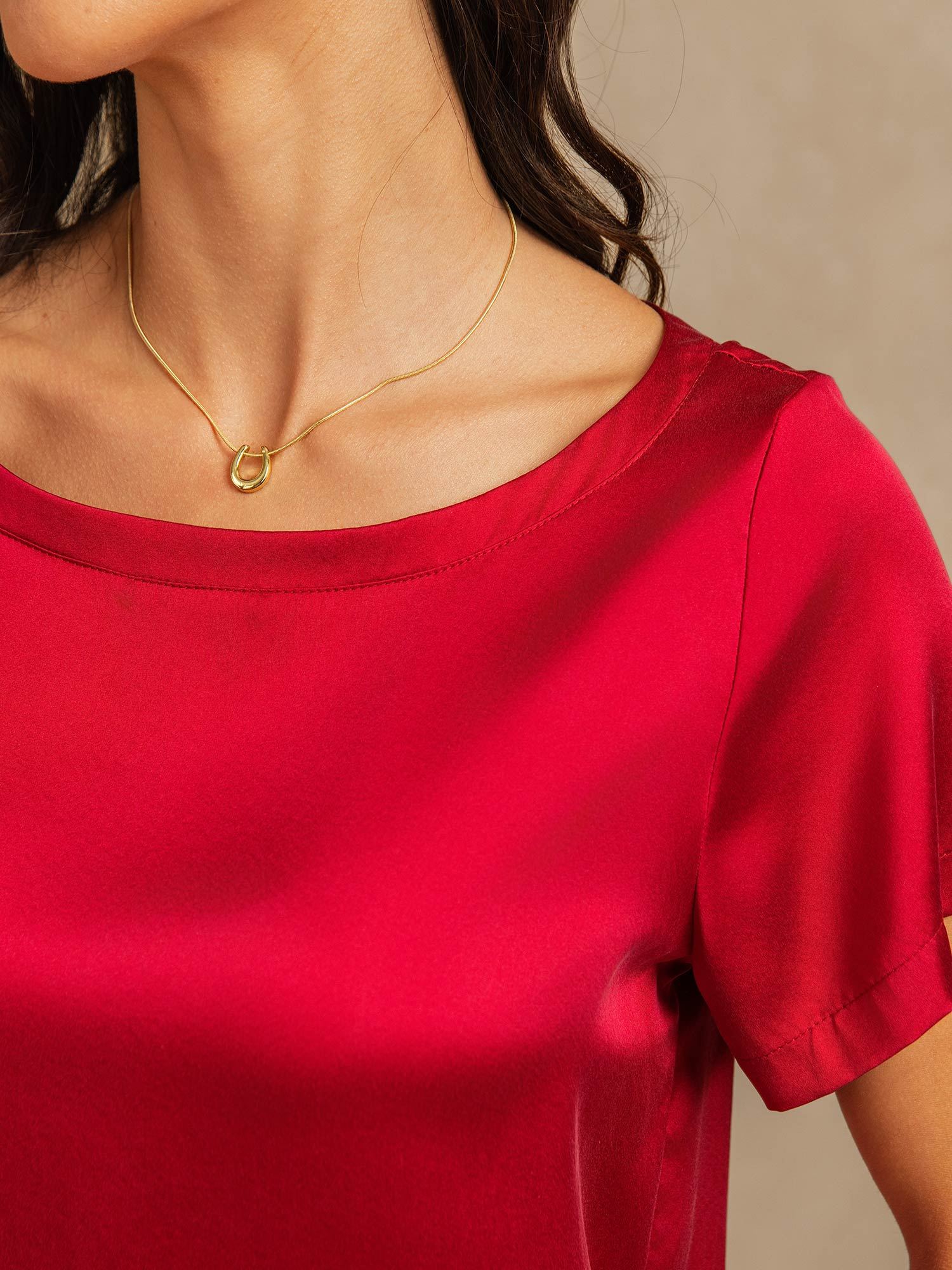 [Wijn] SilkSilky-NL 19Momme Zijde Womens Pajamas 004