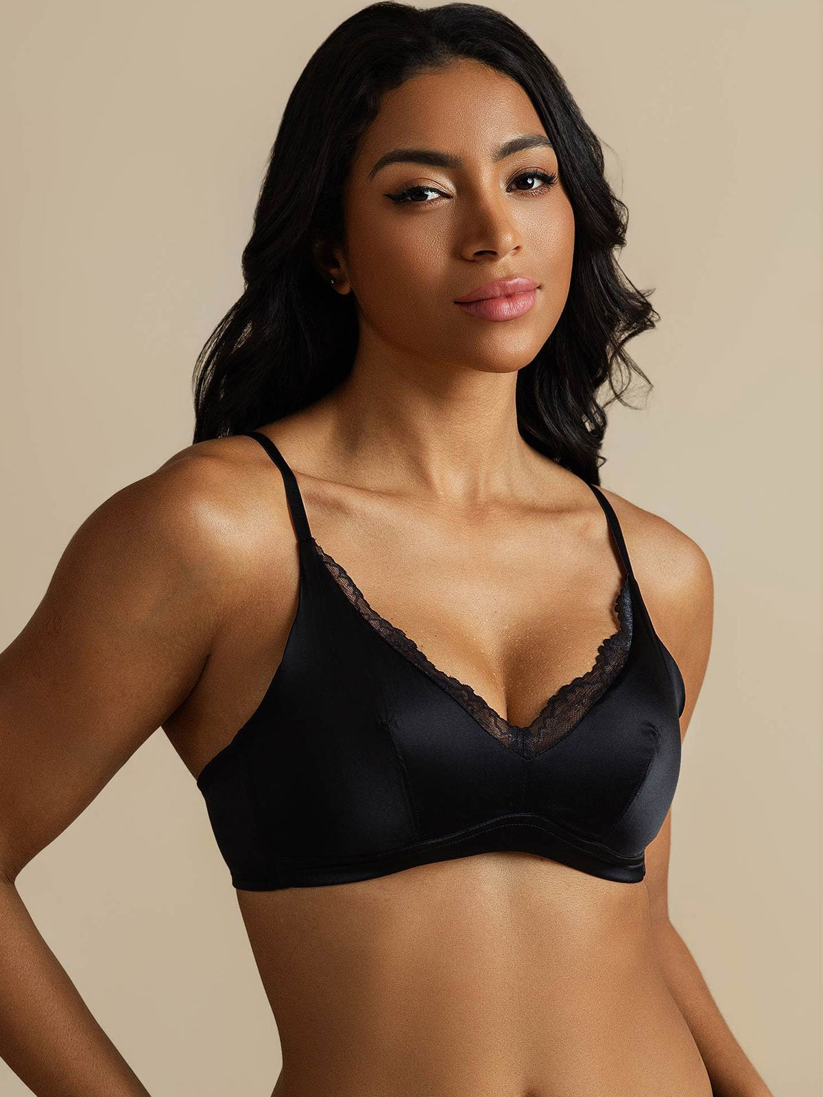 [Zwart] SilkSilky-NL Zijde Bra 008