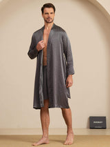 [Zwarte Ginkgo] SilkSilky-NL Long Sleeve Heren Pyjama Set 005