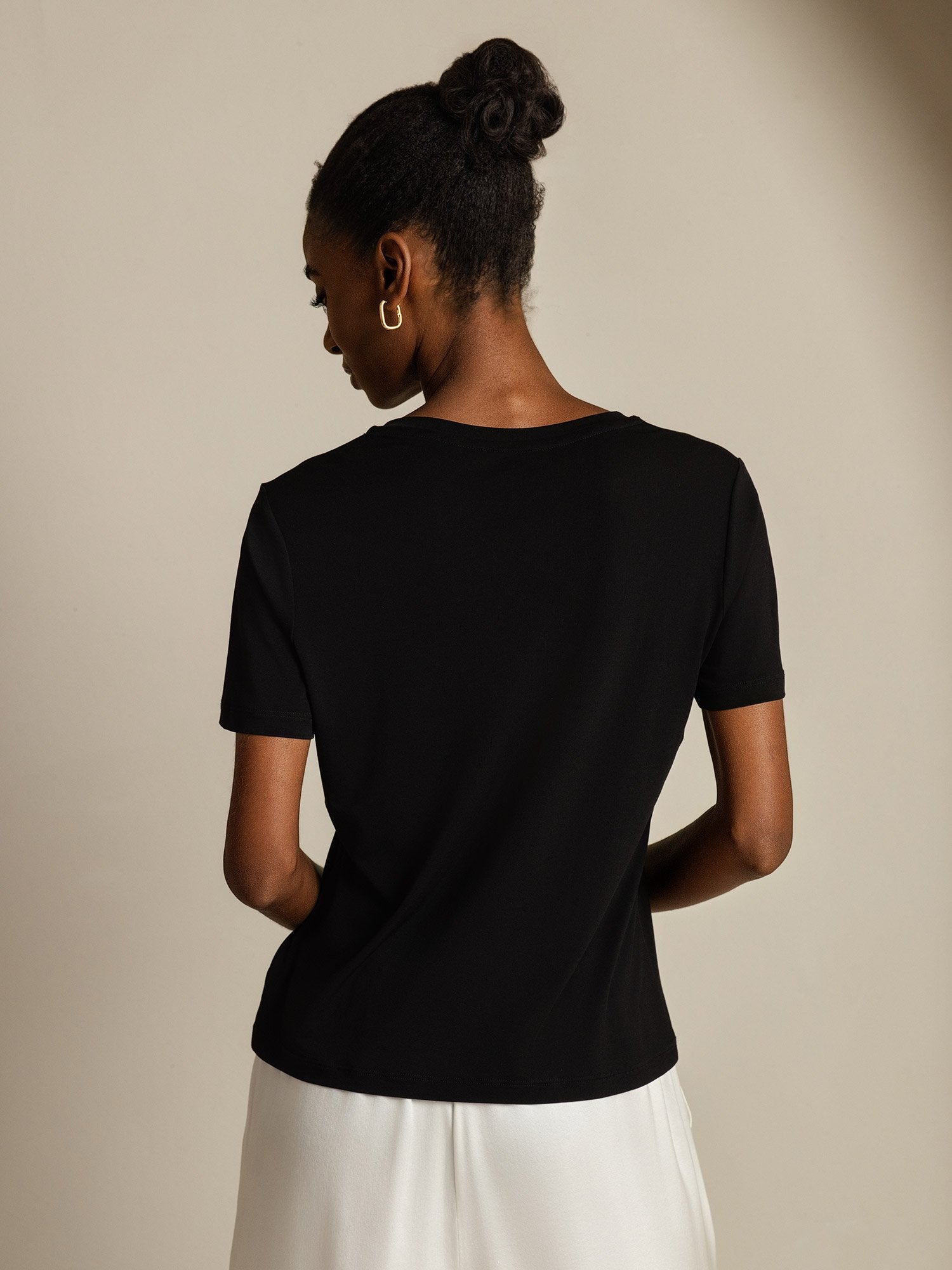 [Zwart] SilkSilky-NL Zijde Womens T-Shirt 002